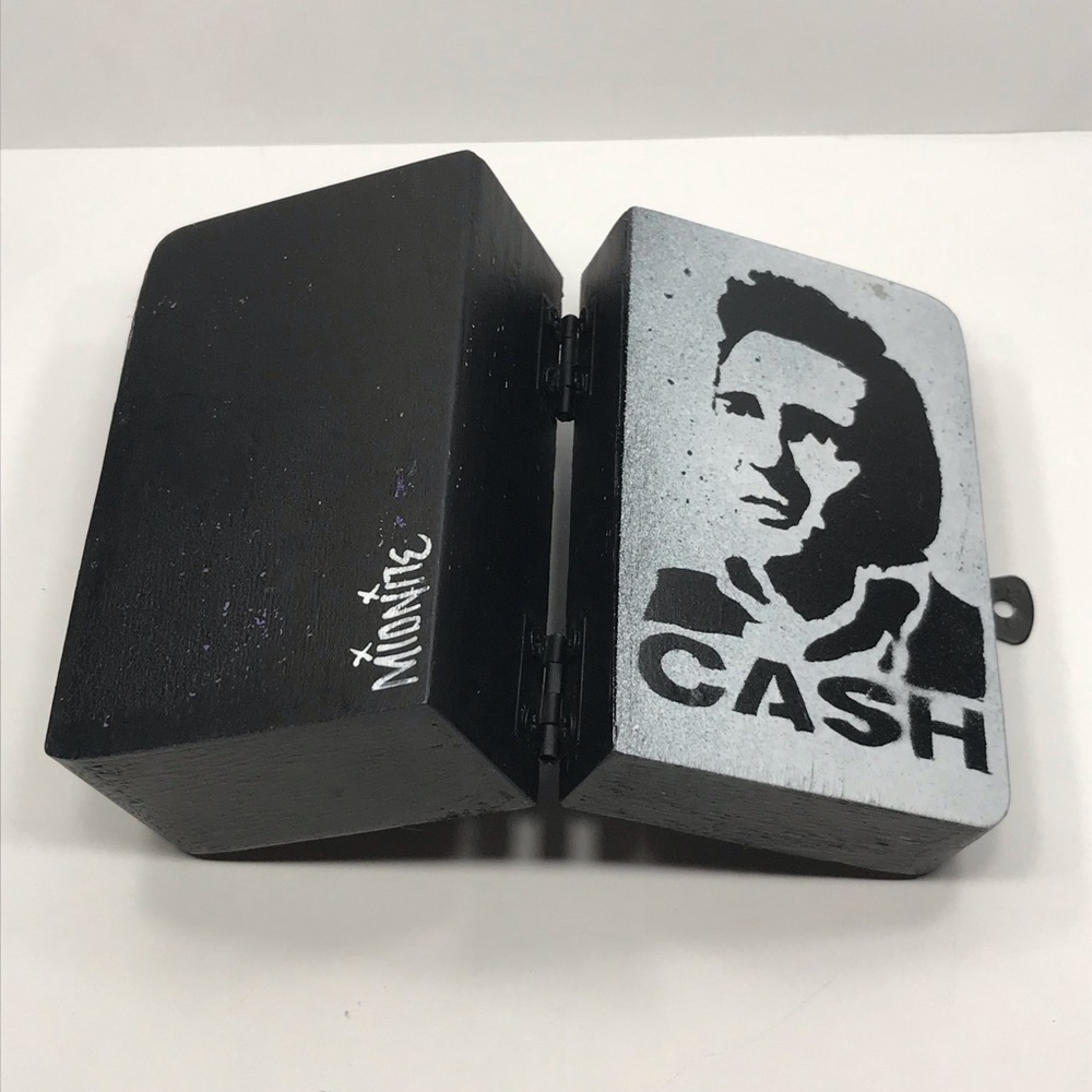 ⚡️Johnny Cash inspired distressed graffiti Rocker Box Mini 4”x2.5” for love-… - Picture 5 of 8
